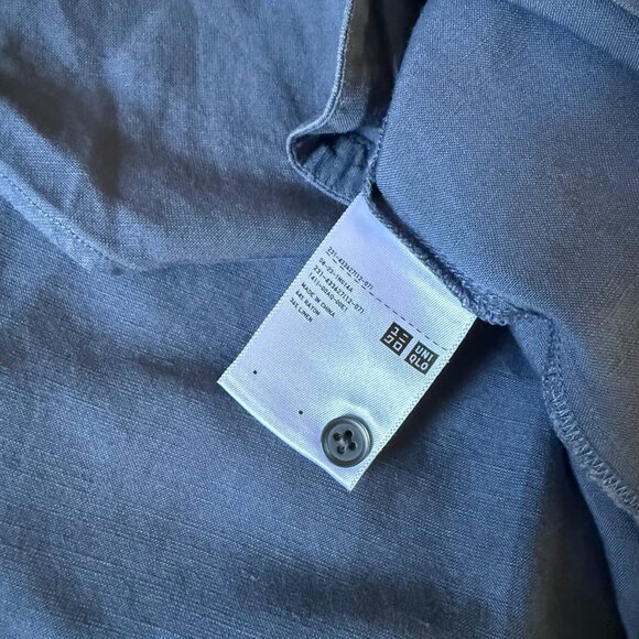 Uniqlo Women's Button Front Linen-Blend Band Collar 3/4-Sleeve Gray Shirt Size M - Picture 6 of 11